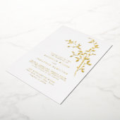 Elegant Leaf Wedding Gold Folie Uitnodiging (Gedraaid)