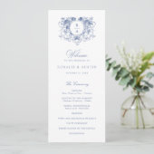  Elegant Leafy Floral Crest Bruiloft Programma (Staand voorkant)