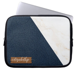 Elegant Leather Faux Marble mannelijke blush Laptop Sleeve