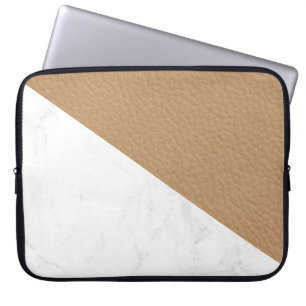 Elegant Leather Faux Marble mannelijke blush leder Laptop Sleeve