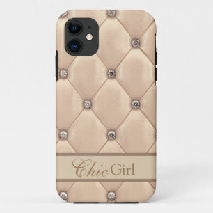 Elegant Leather look "Chic Girl" Stylish Champagne iPhone 11 Hoesje