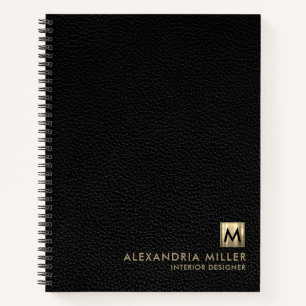 Elegant Leather Luxury Gold Monogram Notitieboek
