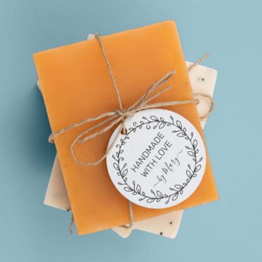 Elegant Leaves Custom Naam Handgemaakt Met Liefde Rubberstempel