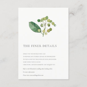 ELEGANT LEAVES FOLIAGE GREENERY WEDDING DETAIL INFORMATIEKAARTJE