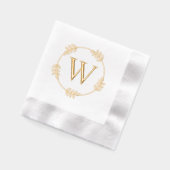 Elegant Leaves on Circle Lijst Initiaal Monogram Folie Servetten (Links)