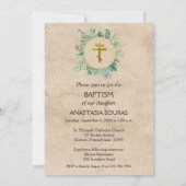 Elegant Leaves Orthodox Christelijk Baptisme Kaart (Achterkant)