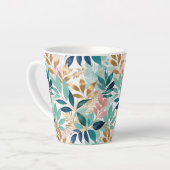 Elegant Leaves Pattern Aqua Pink Faux Gold Latte Mok (Linkerhoek)