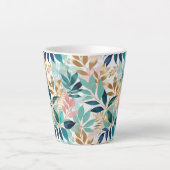 Elegant Leaves Pattern Aqua Pink Faux Gold Latte Mok (Voorkant)
