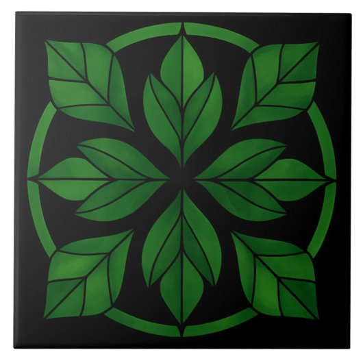 Elegant Leaves Pattern Ceramic Tile Tegeltje (Voorkant)