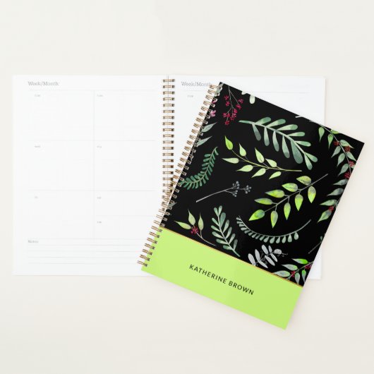 Elegant Leaves Pattern Classy Cute Planner (Display)