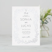 Elegant Leaves Wedding Folie Uitnodiging (Staand Voorkant)