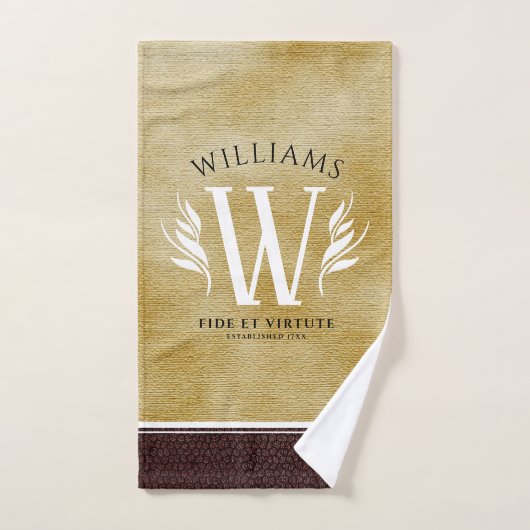 Elegant leder- en papier — Surname Motto Bad Handdoek (Handdoek)
