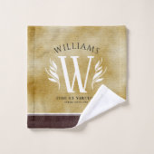 Elegant leder- en papier — Surname Motto Bad Handdoek (Wasdoekje)
