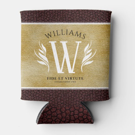 Elegant leder- en papier — Surname Motto Blikjeskoeler (Voorkant)