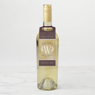 Elegant leder- en papier — Surname Motto Flessenhanger