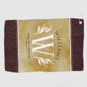 Elegant leder- en  papier — Surname Motto Golfhanddoek (Horizontaal)
