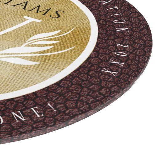 Elegant leder- en papier — Surname Motto Snijplank (Hoek)