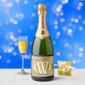 Elegant leder- en papier — Surname Motto Sparkling Wijnetiket