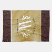 Elegant leder- en papier — Surname Motto Theedoek (Horizontaal)