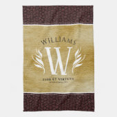 Elegant leder- en papier — Surname Motto Theedoek (Verticaal)