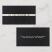Elegant leder met luxe metalen sierstrip visitekaartje (Voorkant / Achterkant)