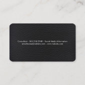 Elegant leder met luxe metalen sierstrip visitekaartje (Achterkant)