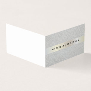 Elegant leder met luxe metalen sierstrip visitekaartjes