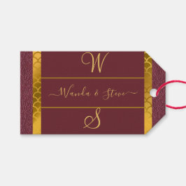 Elegant leder Pattern Wedding Gift bag Cadeaulabel