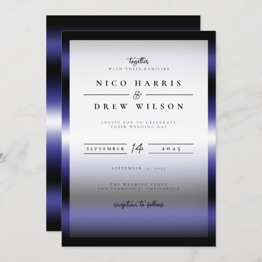 Elegant lederen trots bruiloft kaart (Voorkant / Achterkant)