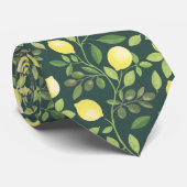 Elegant Lemon Botanical Pattern Fashion Stropdas (Opgerold)