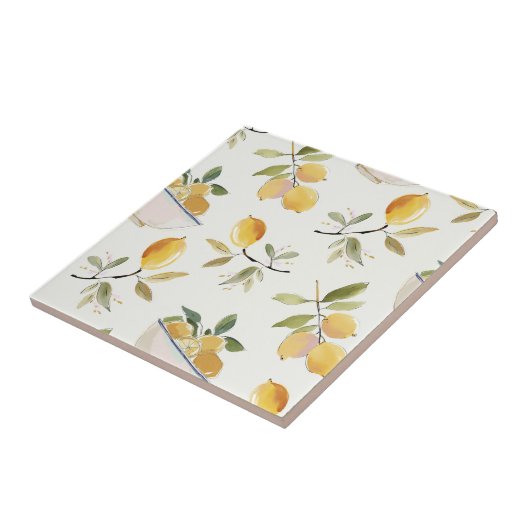 Elegant Lemon Ceramic Tile Tegeltje (Zijkant)