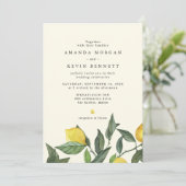 Elegant Lemon Citrus Greenery Wedding Kaart (Staand voorkant)