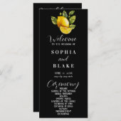 Elegant Lemon en Greenery Black Wedding Program (Voorkant / Achterkant)