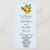 Elegant Lemon en Greenery Blue Wedding Program (Voorkant / Achterkant)