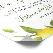 Elegant Lemon Floral Wedding Ceremony Seating Sign Poster (Hoek)