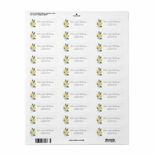 Elegant Lemon Foliage Calligraphy Script Name Etiket (Full Sheet)