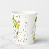 Elegant Lemon Gold Geometric Vrijgezellenfeest Pap Papieren Bekers (Rechts)
