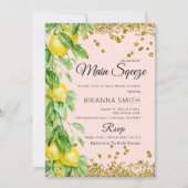 Elegant Lemon Gold Glitter Vrijgezellenfeest Kaart (Voorkant)