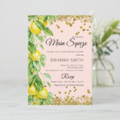 Elegant Lemon Gold Glitter Vrijgezellenfeest Kaart (Staand voorkant)