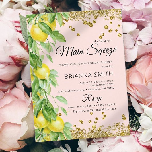 Elegant Lemon Gold Glitter Vrijgezellenfeest Kaart