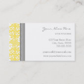 Elegant Lemon Grey Damask Visitekaartjes (Achterkant)