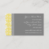 Elegant Lemon Grey Damask Visitekaartjes (Achterkant)