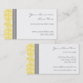 Elegant Lemon Grey Damask Visitekaartjes (Voorkant / Achterkant)