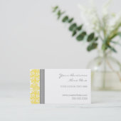 Elegant Lemon Grey Damask Visitekaartjes (Staand voorkant)