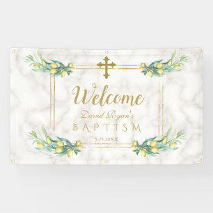 Elegant Lemon Marble Boy Baptism Welkomstteken Spandoek