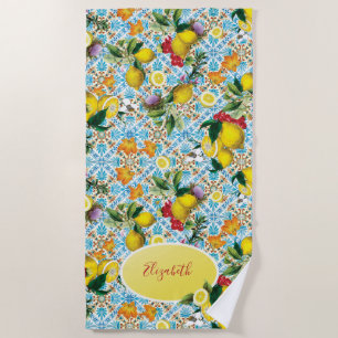Elegant Lemon Monogrammed Strandlaken