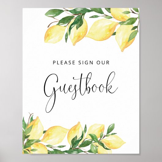 Elegant Lemon Sign Guest Book Poster (Voorkant)