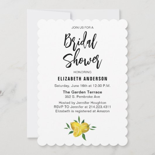 Elegant Lemon Summer Bridal Shower Kaart (Voorkant)