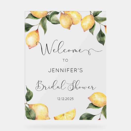 Elegant Lemon vrijgezellenfeest welkom Acryl Bord (Voorkant)