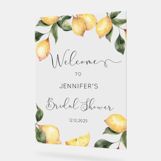 Elegant Lemon vrijgezellenfeest welkom Acryl Bord (Hoek)